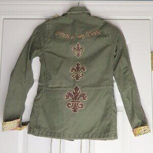 Miss Me Jacket Embellished Distressed women’s floral contrast flip cuff Small